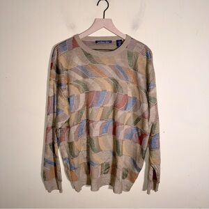 VNTG NORTHERN ISLES 80s pattern knit crewneck XL